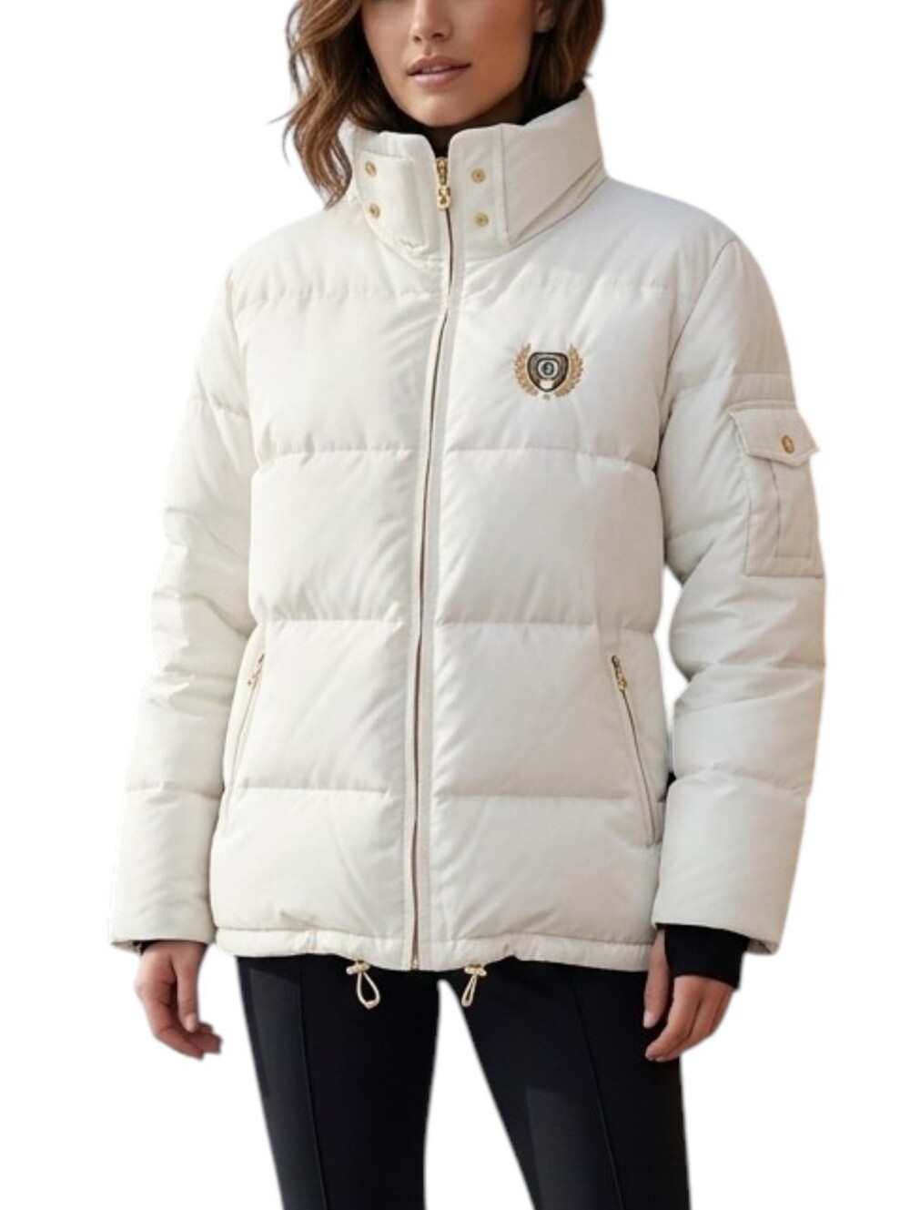 BOGNER VTG 90's USA Goose Down Ski Puffer Jacket White Black Crest Logo Size 12
